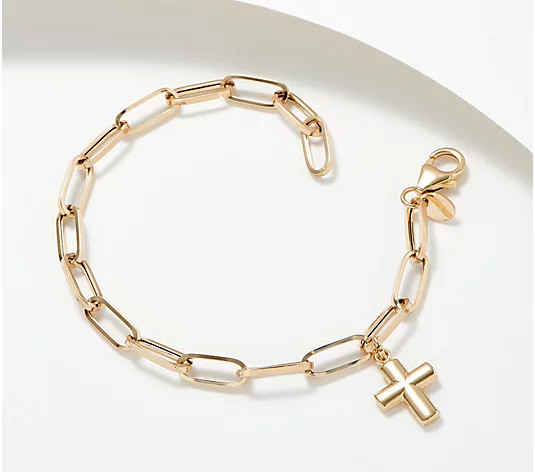 EternaGold Paperclip Chain Motif Bracelet, 14K Gold, 2.4-2.6g | QVC