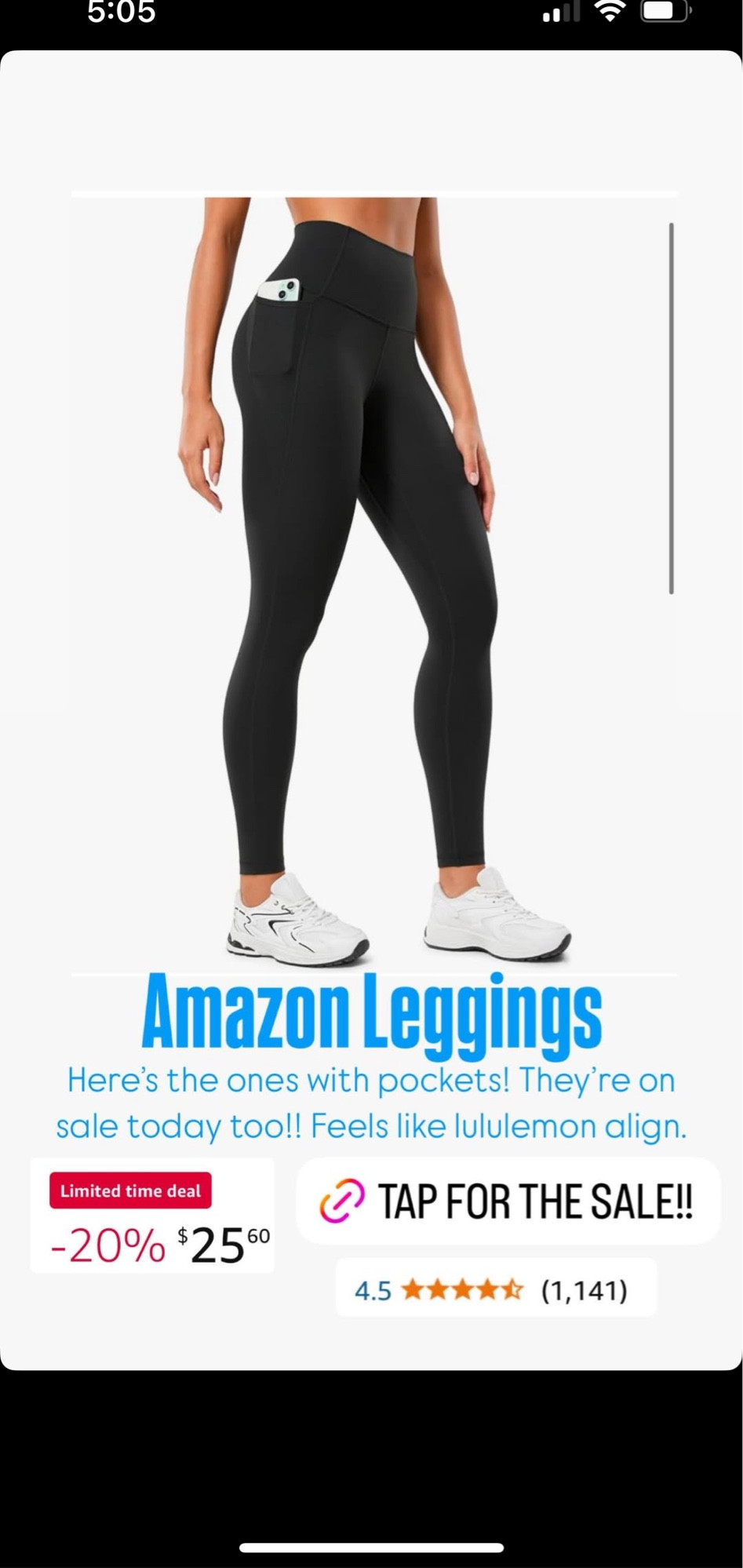 I have been loving these leggings from Amazon. Affordable and comfy. They have pockets too!

Amazon
Leggings
Sale

#LTKFitness #LTKFindsUnder50 #LTKSaleAlert