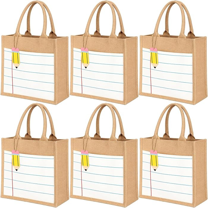 Amazon.com: Shinylin 6 Pcs Teacher Tote Bags Teacher Appreciation Gift Pencil Bag Back to School ... | Amazon (US)