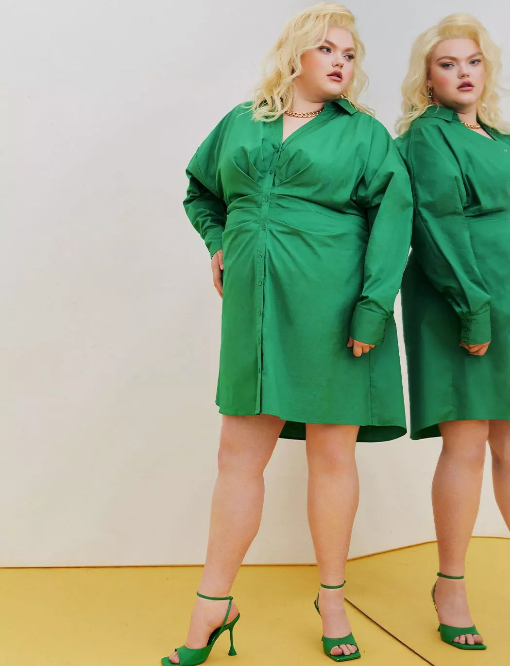 Rounded Sleeve Button Front Dress | Eloquii