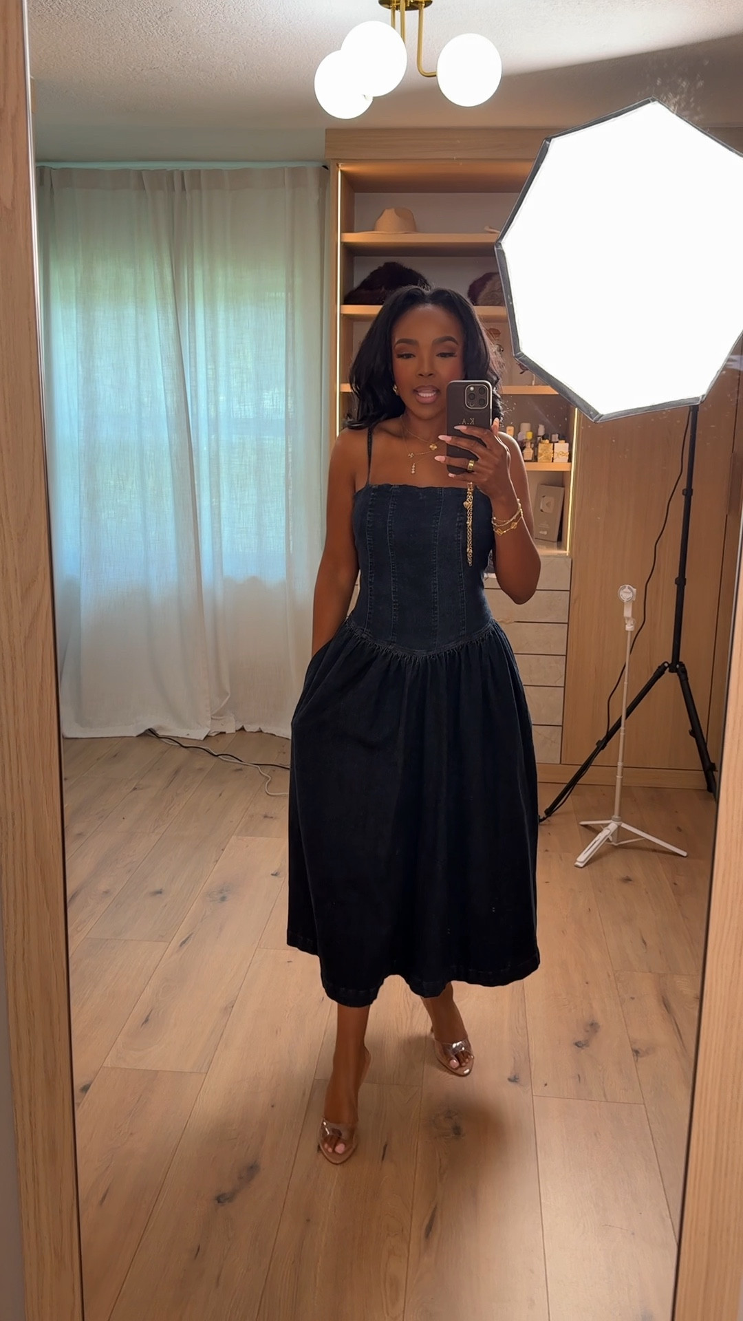 Scroll to shop this effortless denim midi dress 💙

This corset-style denim dress is such a flattering staple—structured at the top with a flowy skirt that makes it easy to dress up or down, so your cost per wear keeps dropping every time you style it.

Perfect for brunch, date nights, vacations, or casual events.

📏 Measurements: 5’4”, 140 lbs, 34D bust, 27” waist, 40” hips

Follow me on Instagram and YouTube @kirasfashionfinds

#LTKvlog #LTKPetite #LTKgrwm