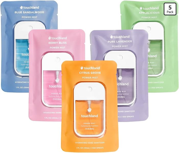 Touchland Hydrating Hand Sanitizer Spray, TOP 5 Set (Applelicious, Sandalwood, Lavender, Berry, C... | Amazon (US)