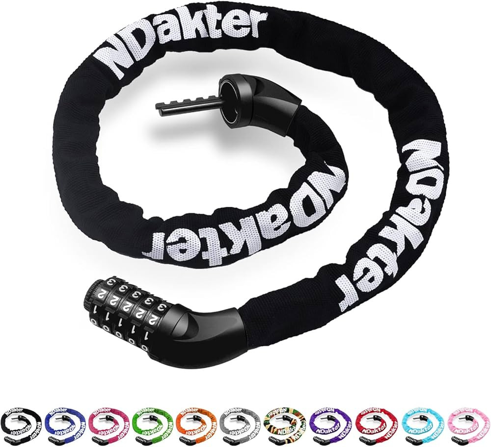 NDakter Bike Chain Lock, 5 Digit Combination Heavy Duty Anti Theft Bicycle Chain Lock, 3.2/4.27/5... | Amazon (US)