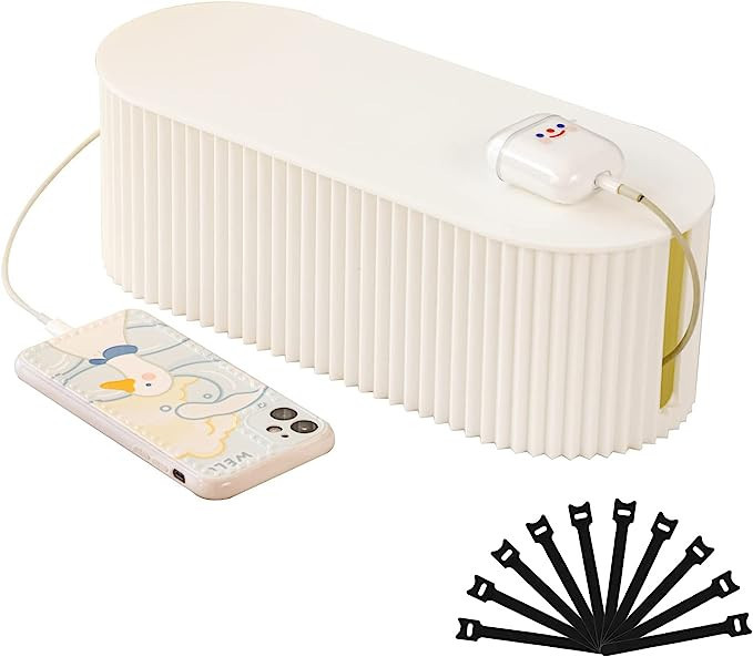 FABROK Cable Management Box with 10 Cable Ties, Large Cable Organizer Box for Power Strips, Surge... | Amazon (US)