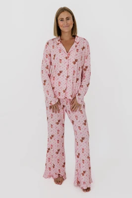 Cozy Coffee Club Women's Long Sleeve Ruffle Set | In My Jammers