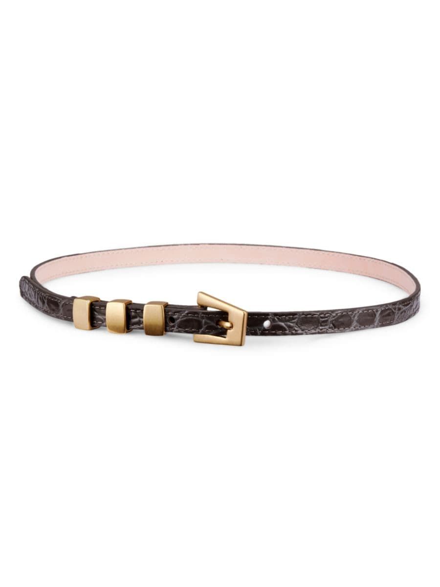 Vic Cement Circular Croc-Embossed Leather Belt | Saks Fifth Avenue