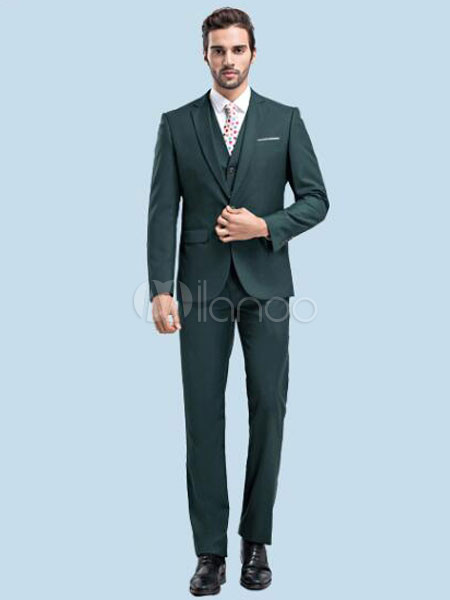 Wedding Suit Groom Notch Laple Hunter Green Tuxedo In 2 Pcs | Milanoo