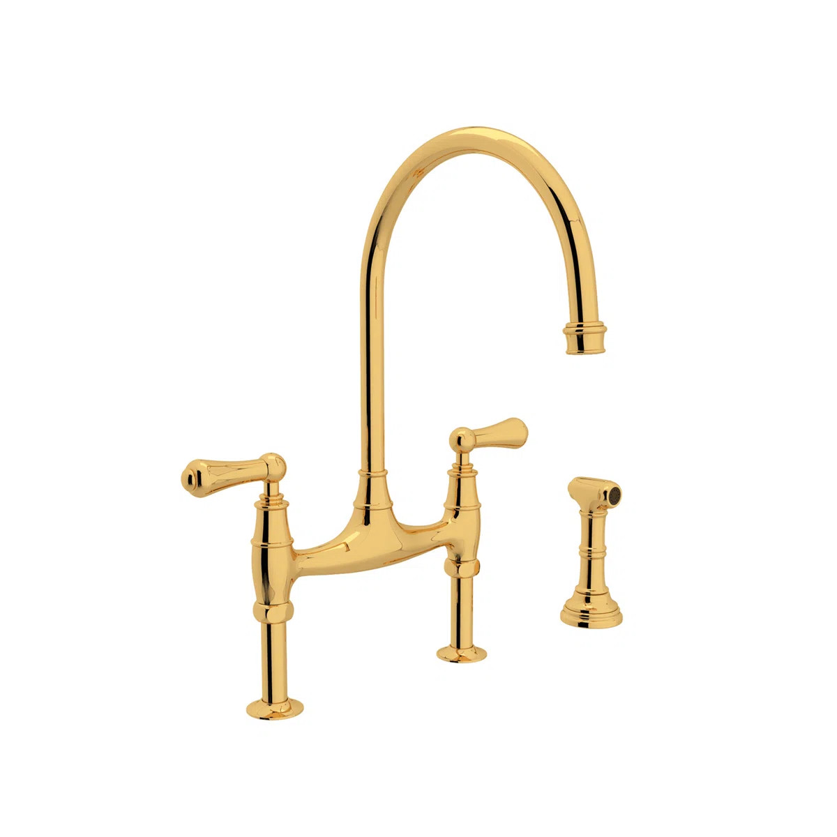 Perrin & Rowe Georgian Era Bridge Kitchen Faucet With Side Spray & Reviews | Wayfair | Wayfair North America