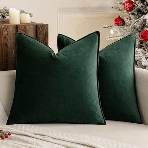 MIULEE Pack of 2 Christmas Decorative Velvet Throw Pillow Cover Soft Pillowcase Solid Square Eruo... | Amazon (US)