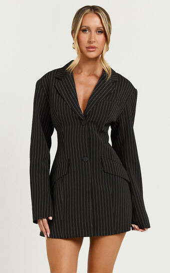 Lioness - Leo Dress in Onyx Pinstripe | Showpo (US, UK & Europe)