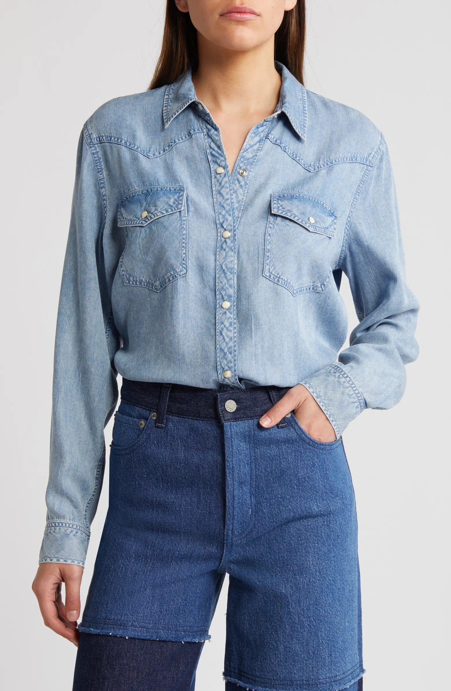 Rails Remi Chambray Snap Front Western Shirt | Nordstrom | Nordstrom