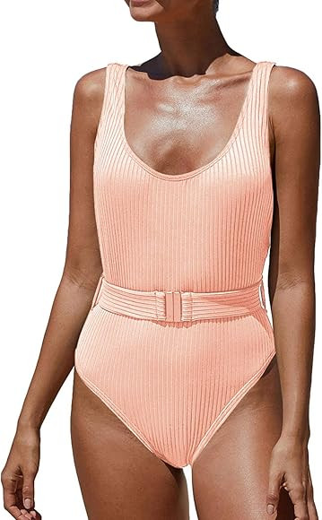 GirlsUpto Women One Piece Athletic Swimsuit Tummy Control Sport Bathing Suit High Cut Backless Sw... | Amazon (US)