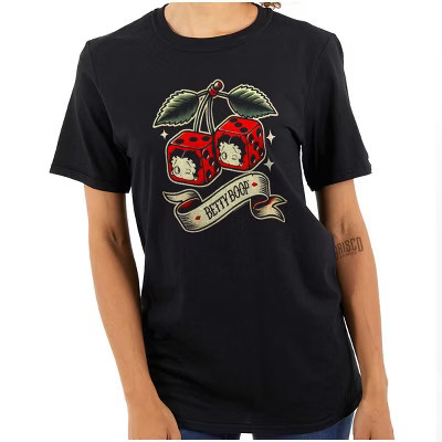 Retro Betty Boop Cherry Dice Tattoo Womens Graphic T Shirt Tees Brisco Brands Black S | Target