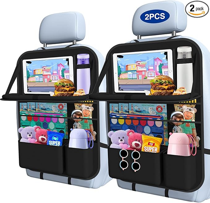 Car Backseat Organizer with Table Tray(2-Pack) 9 Storage Pockets Backseat Car Organizer and stora... | Amazon (US)