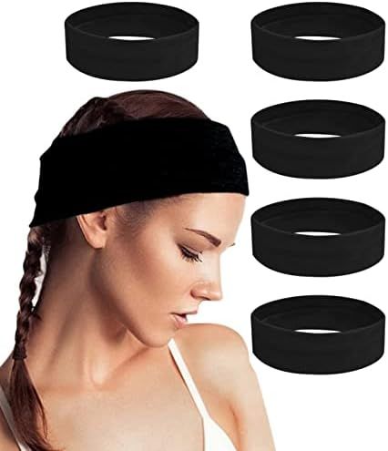 Pack of 5 Sports Headbands, Sweatbands Hair Band, Non-Slip Hair Band, Sporty Headband, Moisture W... | Amazon (DE)