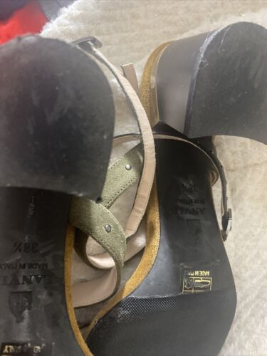 Lanvin Camel And Olive suede Mini Studded Sandals Med Heel Shoes Size 38 1/2  | eBay | eBay US