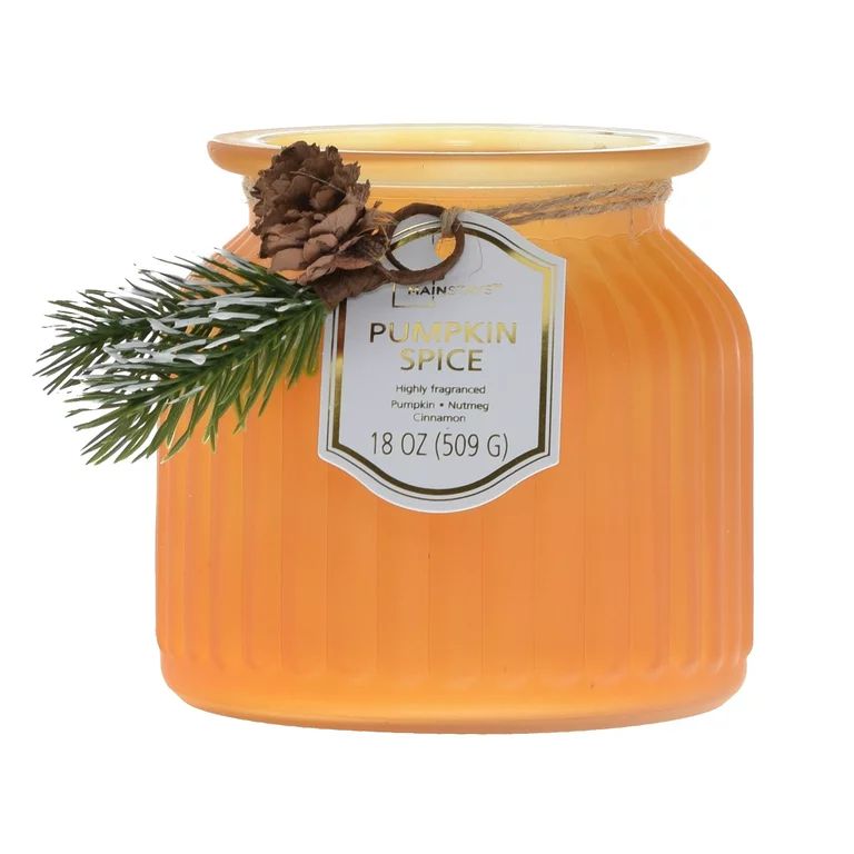 Mainstays Pumpkin Spice Scented Candle 2-Wick Ribbed Orange Jar 17.5oz | Walmart (US)
