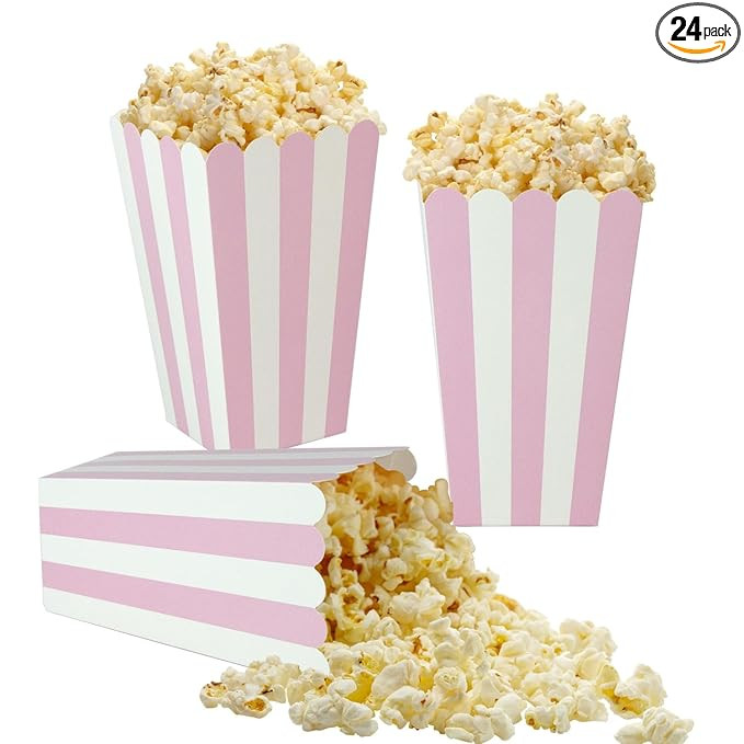 XIEHE 24 Pack Striped Popcorn Boxes - Carnival Parties Mini Paper Popcorn and Candy Containers, P... | Amazon (US)