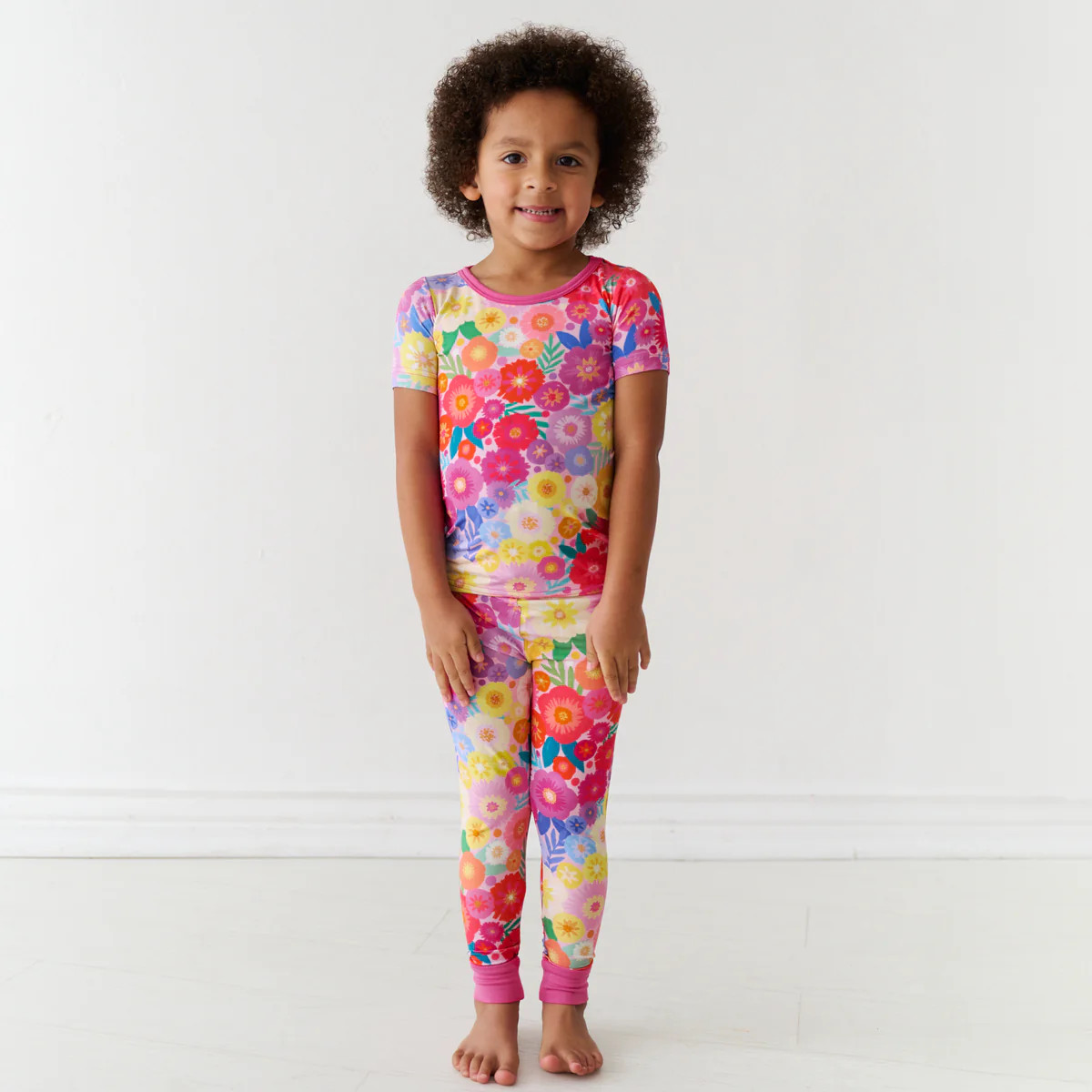 Rainbow Blooms Two-Piece Short Sleeve Pajama Set | Little Sleepies
