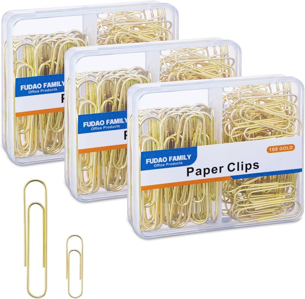 Paper Clips Assorted Sizes, Large Paper Clips, Small Paper Clips, Paper Clip, 300 Gold Paper Clip... | Amazon (US)