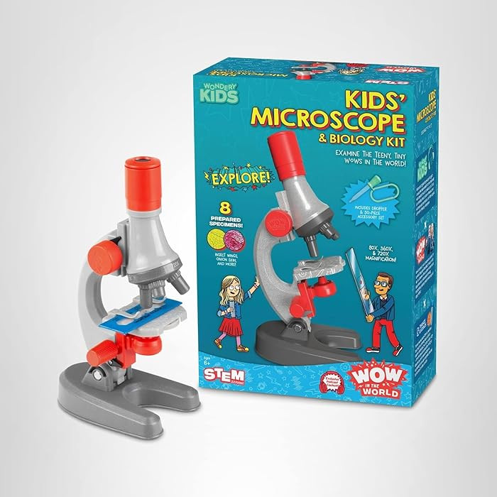 Wow in The World Kids’ Microscope & Biology Kit, Up to 720x Magnification, LED Illumination, Pr... | Amazon (US)