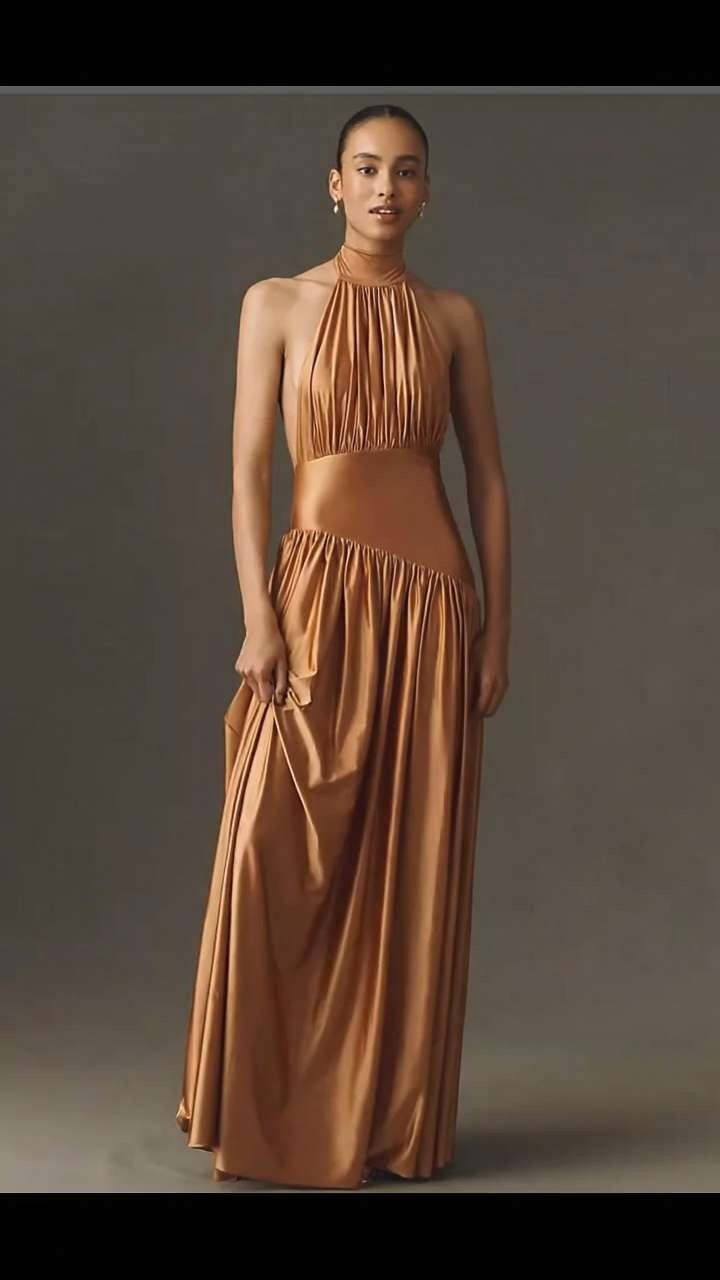 This satin halter maxi dress is giving effortless summer elegance. Perfect for wedding guest outfits, vacation dinners, resort wear, date nights, bridal events, and special occasions. The open back, draped waist, and flowy satin silhouette make it such a statement piece.#LTKStyle
#WeddingGuestDress
#SatinDress
#MaxiDress
#VacationOutfits
#ResortWear
#SummerDress
#DateNightOutfit
#SpecialOccasionDress
#AnthropologieFinds 

 #LTKdayinmylife #LTKgrwm #LTKWedding
