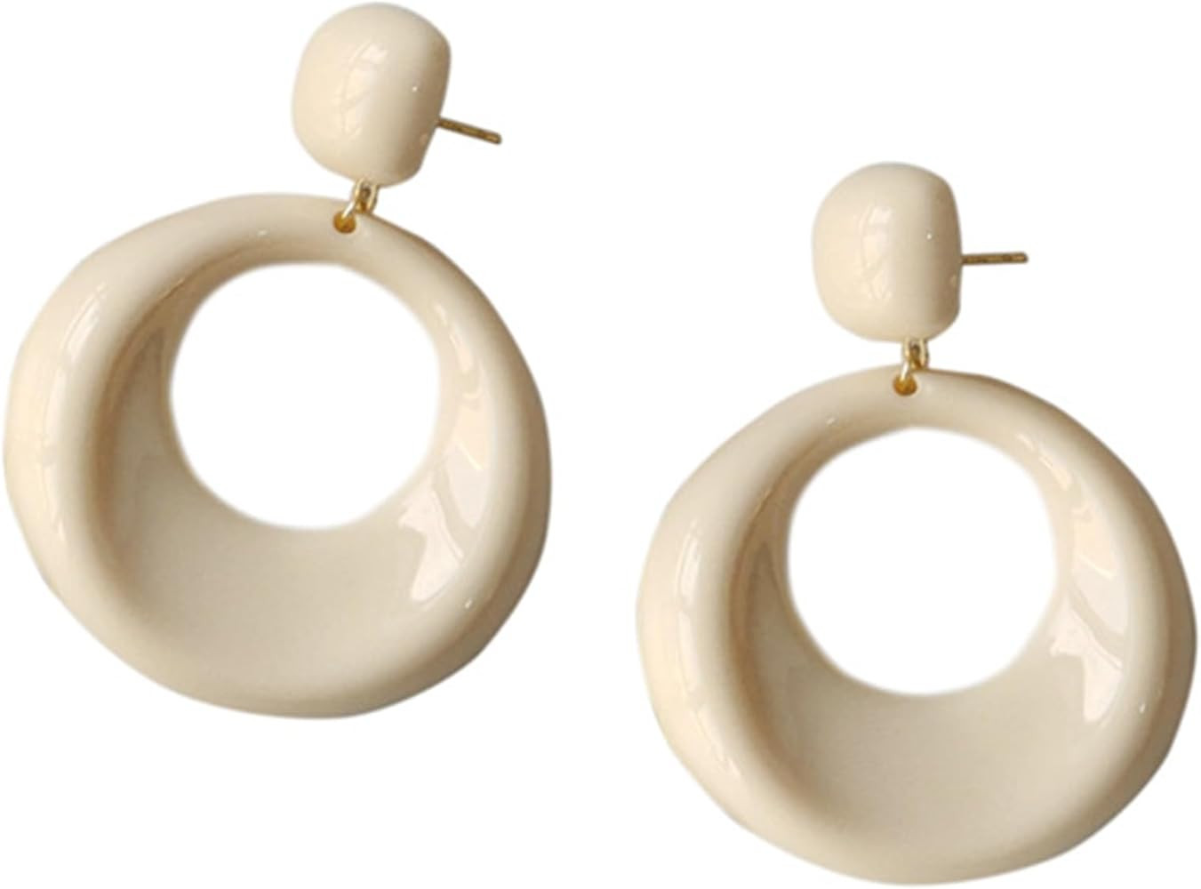 Boho Earrings for Women 70s Earring 80s Earrings White Retro Earrings Round Circle Dangle Earring... | Amazon (CA)