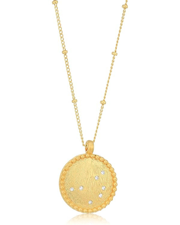 Satya Jewelry Celestial Goddess White Topaz Gold Pleiades Pendant Necklace, 18-Inch | Amazon (US)