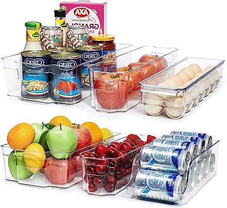 Vtopmart Refrigerator Organizer Bins, 6pcs Clear Plastic Fridge Organizer, BPA Free Refridge bins... | Amazon (US)