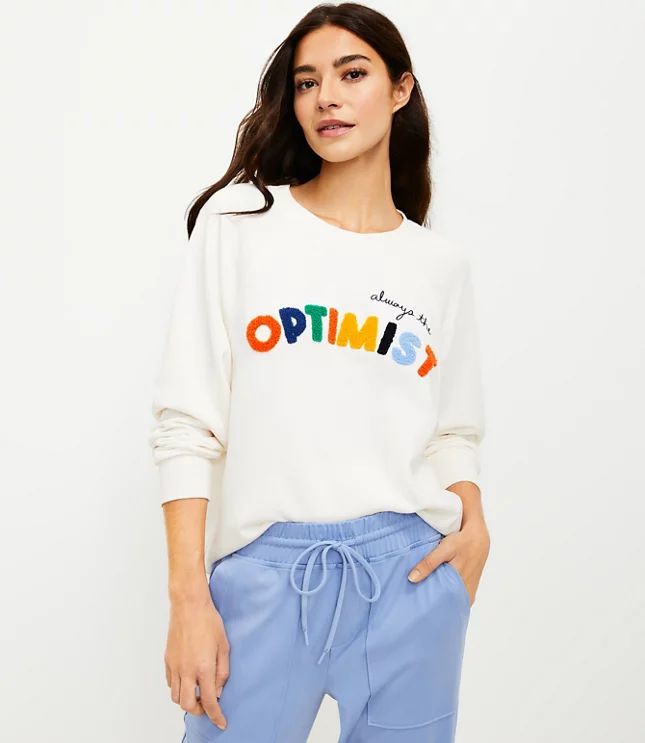 Lou & Grey Optimist Cozy Cotton Terry Sweatshirt | LOFT