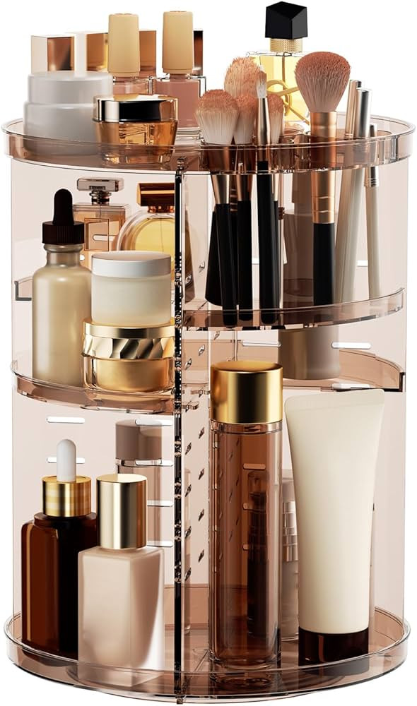 Rotating Makeup Organizer, DIY 8 Adjustable Layers Spinning Skincare Storage, Cosmetic Display Ca... | Amazon (US)