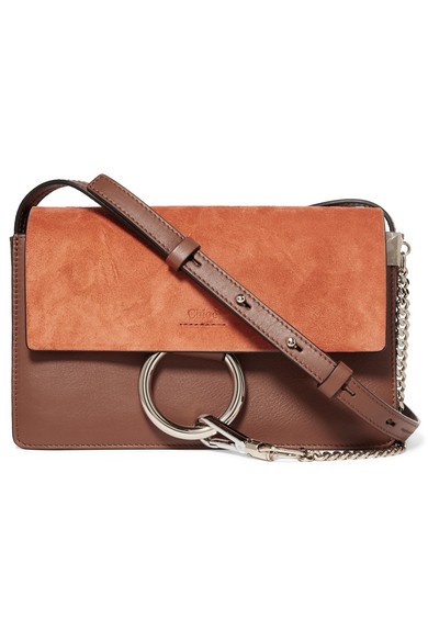 Faye small leather and suede shoulder bag | NET-A-PORTER (US)