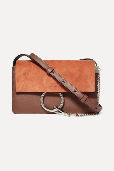 Chloé - Faye Small Leather And Suede Shoulder Bag - Tan | NET-A-PORTER (US)