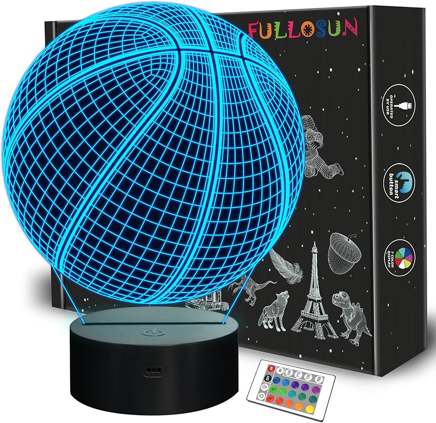 FULLOSUN Basketball 3D Night Light Birthday Gift Lamp, Light Up Basketball Gifts 3D Illusion Lamp... | Amazon (US)
