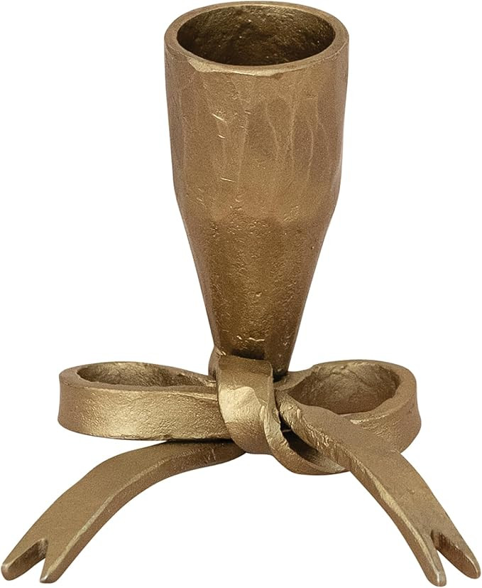 Creative Co-Op Hand-Forged Metal Bow Shaped Taper Holder, Antique Gold Finish | Amazon (US)