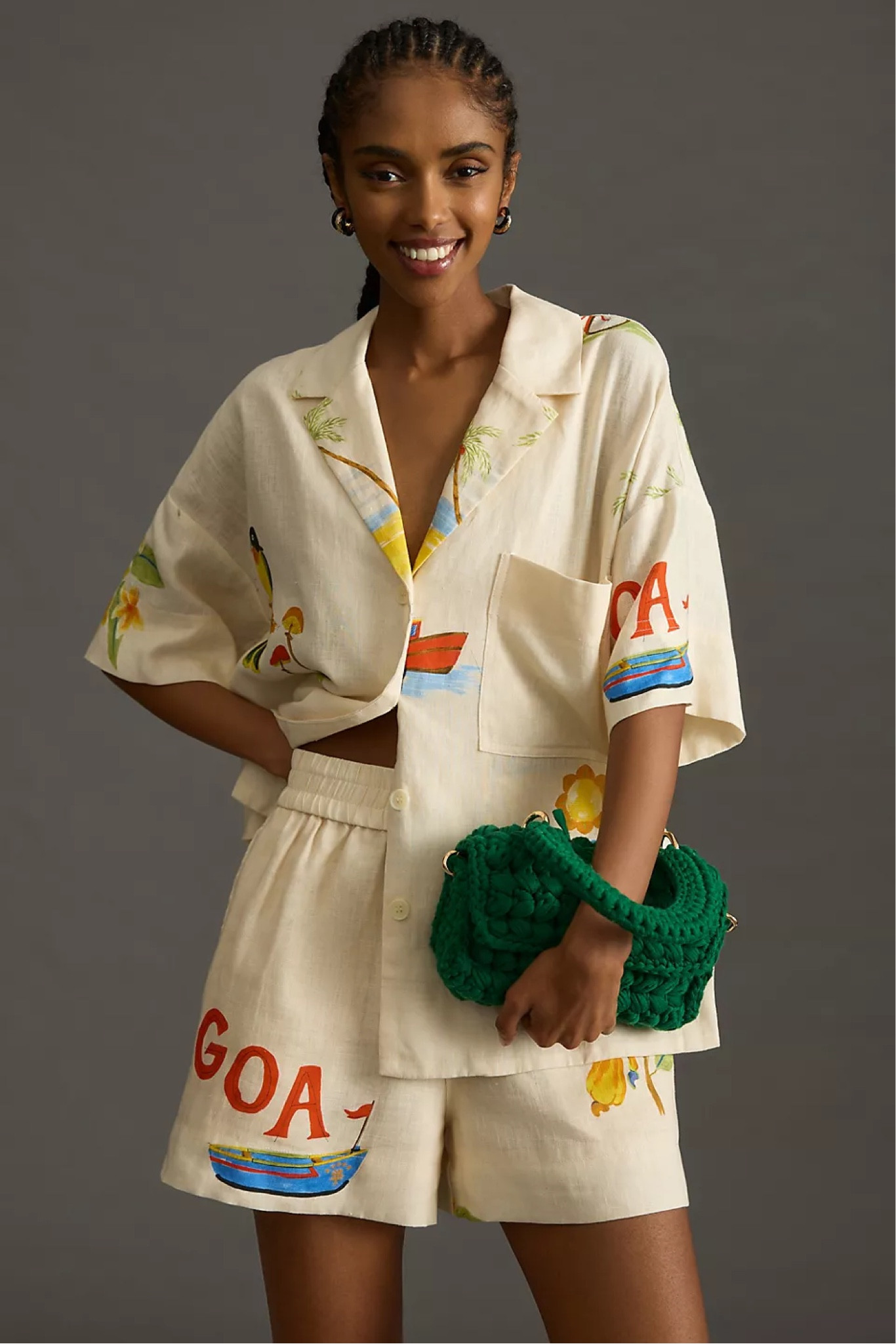 Short Sleeve Linen Shirt & Shirts - What a fun print!  Add a pair or sandals or dress it up on some heels. Cute green straw clutch and a cute red and white gingham bucket hat.  

#LTKSeasonal #LTKunder100 #LTKstyletip