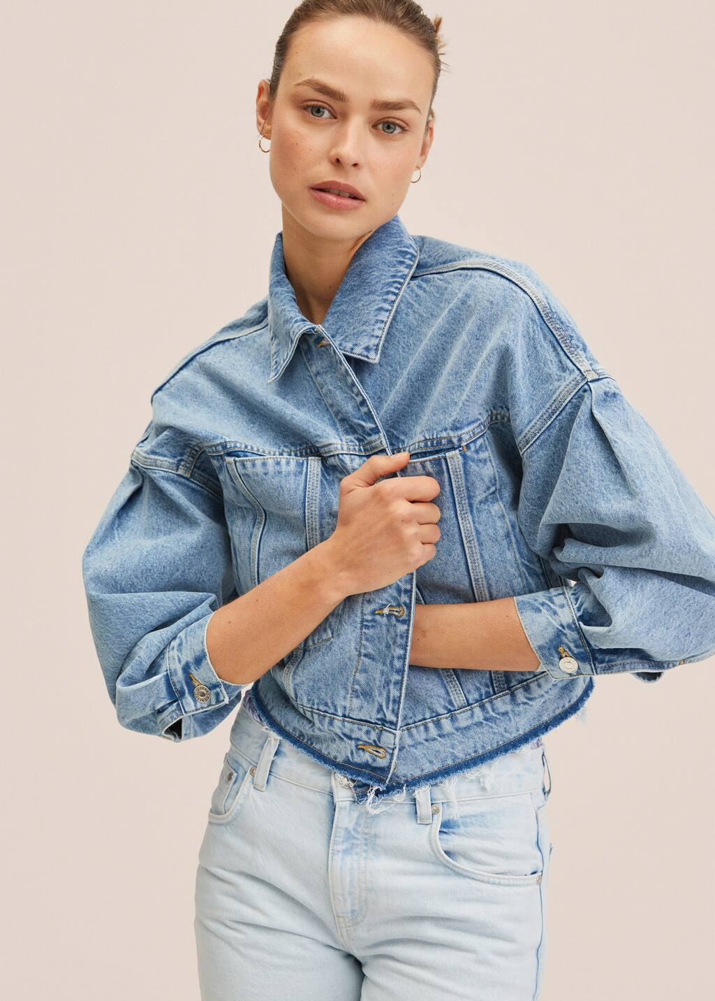 Frayed hem denim jacket | MANGO (US)