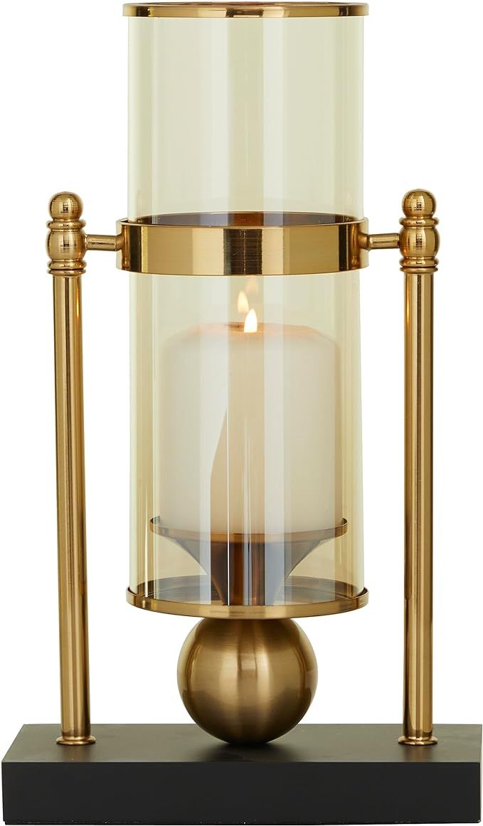 CosmoLiving by Cosmopolitan Metal Pillar Candle Holder with Metal Stand, 8" x 4" x 13", Gold | Amazon (US)