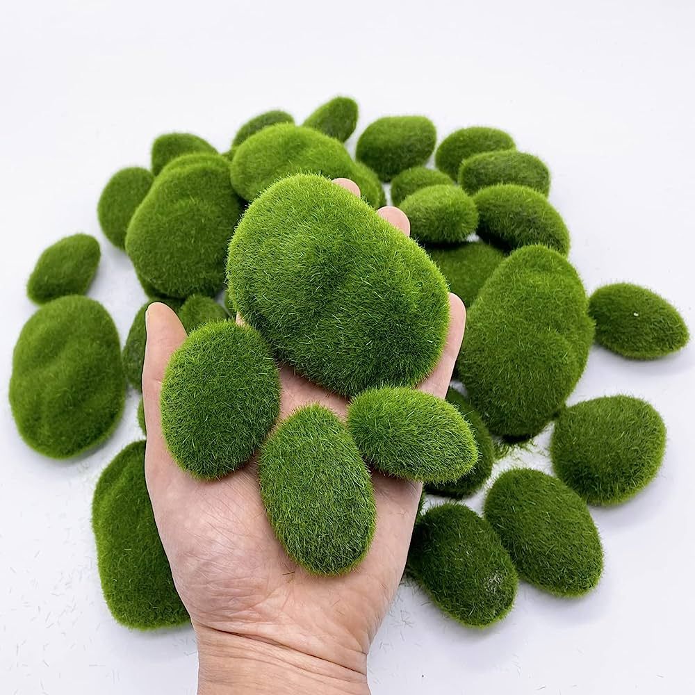 Amazon.com: DUENEW 40PCS Artificial Moss Rocks Decorative Moss Balls Green Moss Covered Stones fo... | Amazon (US)
