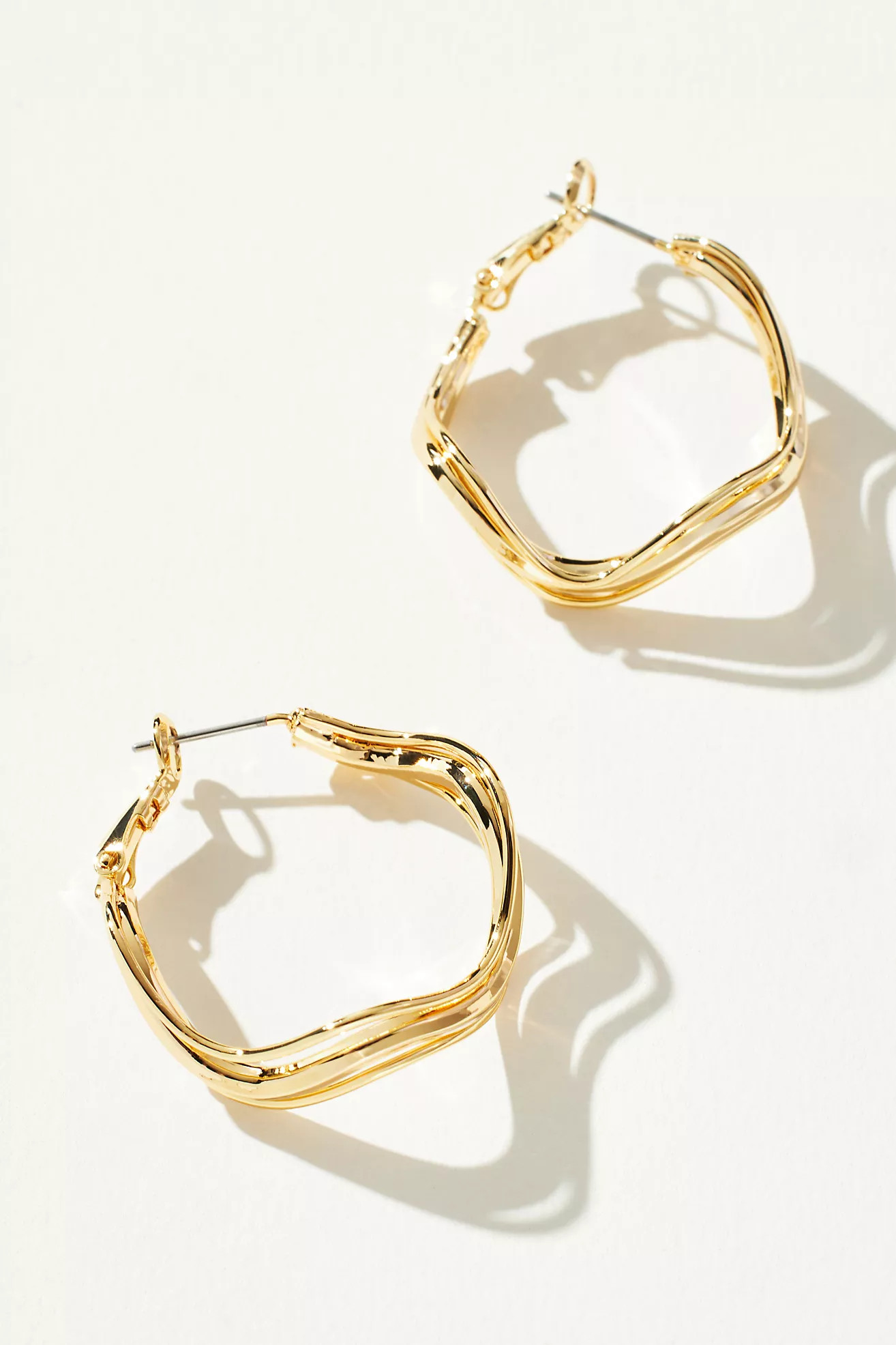 Gold-Plated Curvy Hoop Earrings | Anthropologie (UK)