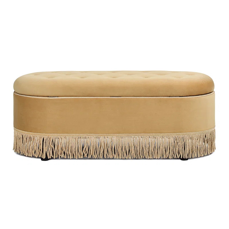 Melinda Oval Tufted Bullion Fringe Storage Bench | Wayfair North America