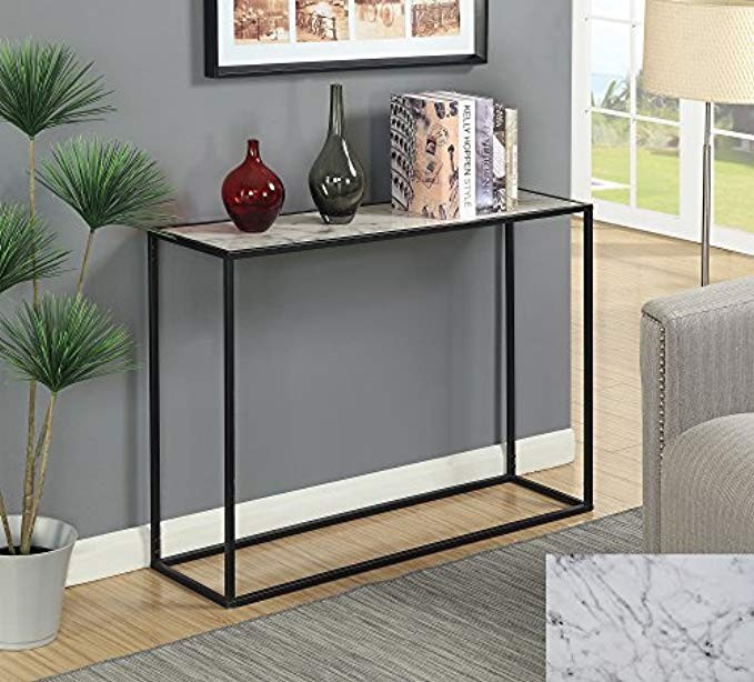 Convenience Concepts 413499BL Gold Coast Faux Marble Console Table, Faux Marble / Black | Amazon (US)