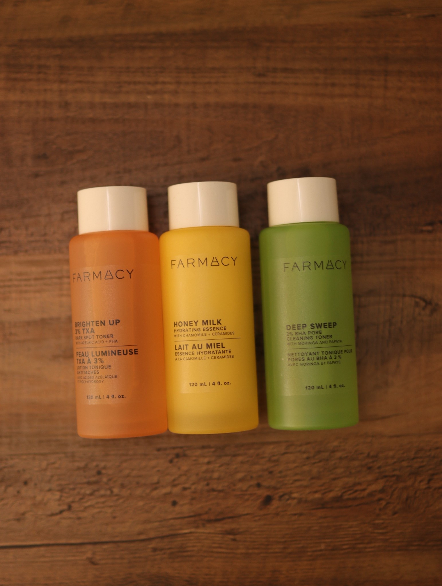 Three different toners to address dark spots, hydration and clogged pores from FARMACY! 