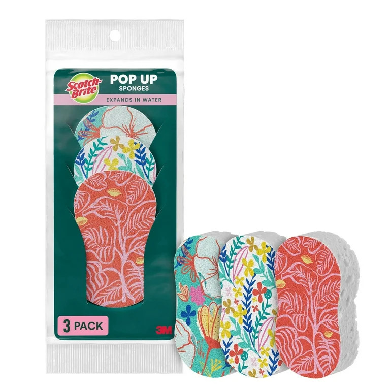 Scotch-Brite Pop Up Sponges, Expands In Water, 3 Sponges | Walmart (US)