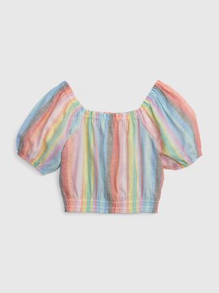 Kids Linen-Cotton Puff Sleeve Top | Gap (US)