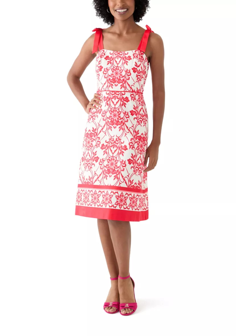Women's Sleeveless Square Neck Printed Midi Dress | Belk