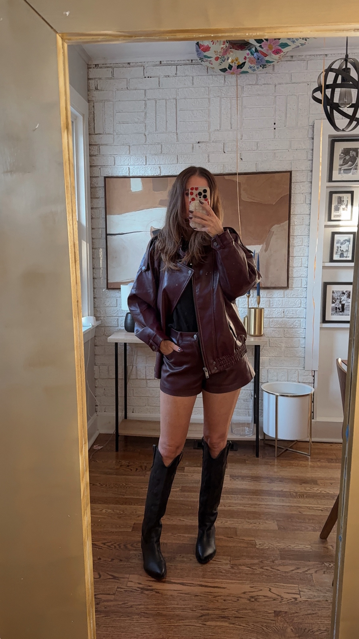 Vegan leather shorts with oversized vegan bomber jacket. Both run tts 

#LTKFallSale #LTKOver40 #LTKSeasonal