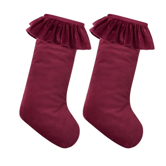 My Texas House Ruffle Red Velvet Christmas Stockings, 20" x 10" (2 Count) | Walmart (US)