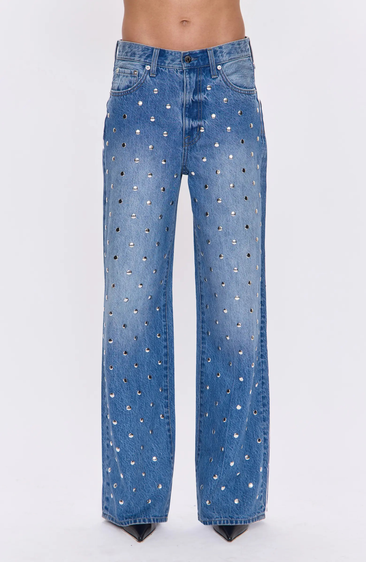 Hendrix Embellished Rivets High Waist Straight Leg Jeans | Nordstrom