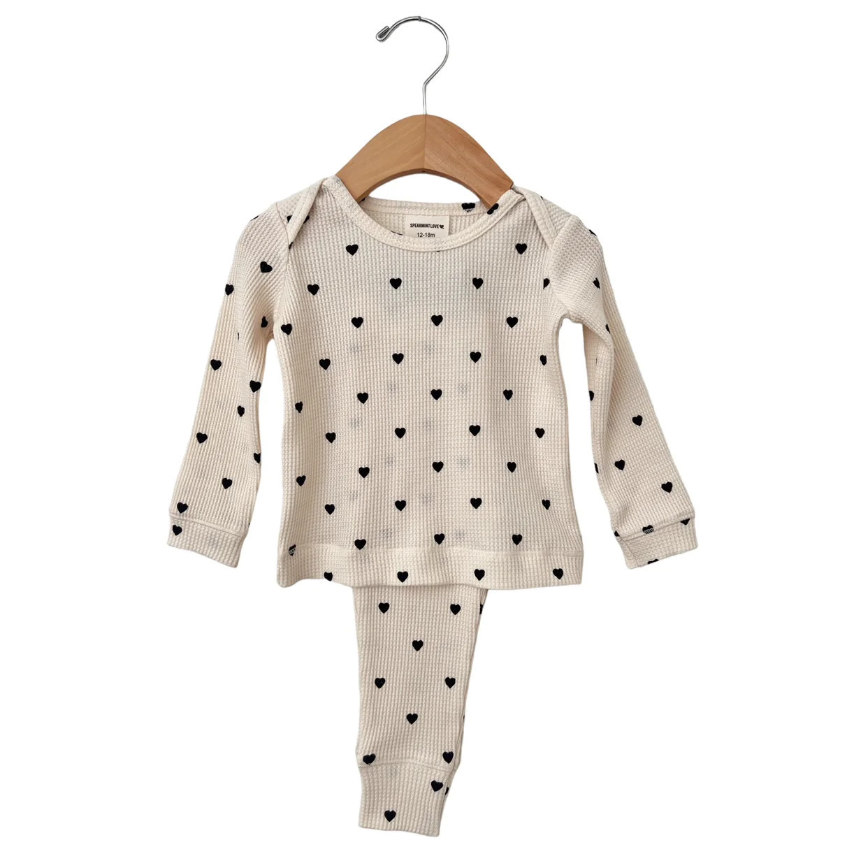 Organic Waffle 2-Piece Set, Black Heart | SpearmintLOVE